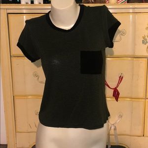Green and black stripe crop top